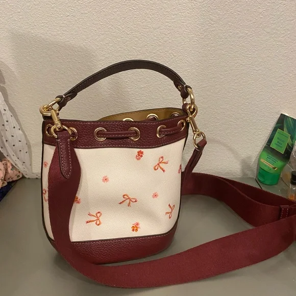 Coach Burgundy and Cream Crossbody Bag - Picture 2 of 3